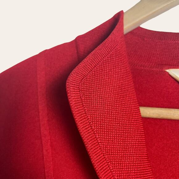 Exclusively Misook Solid Red Knit Button Front Sweater Jacket Size Medium - Picture 2 of 9